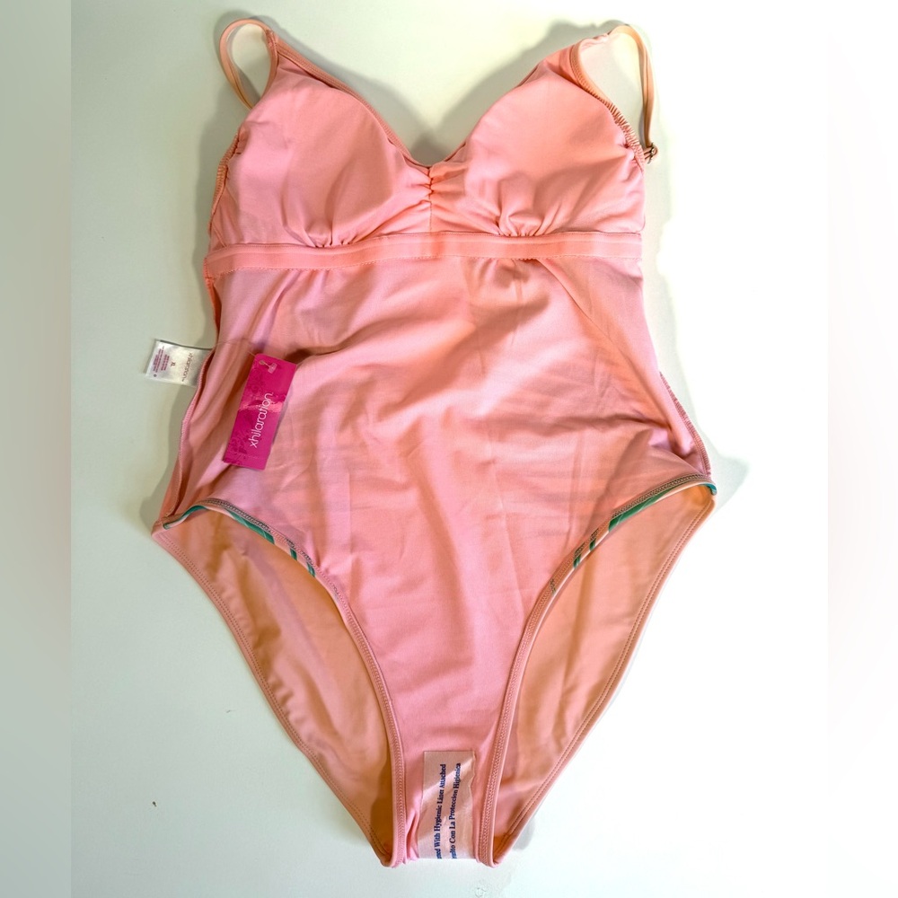 Xhilaration Tropical Palm Print Scoop Back One Piece Swimsuit - Picture 8 of 12